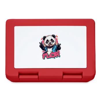 FLOR - Schöner Mädchen Name mit coolem Panda - Brotdose - Rot - Vorne