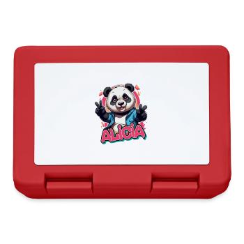 ALICIA - Schöner Mädchen Name mit coolem Panda - Brotdose - Rot - Vorne