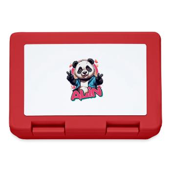ALIN - Schöner Mädchen Name mit coolem Panda - Brotdose - Rot - Vorne