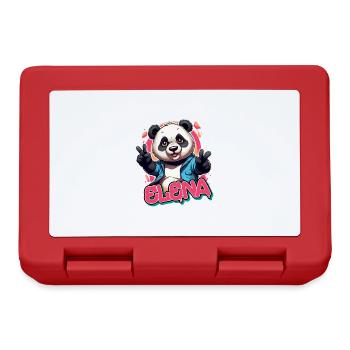 ELENA - Beau nom de fille avec Cool Panda - Boîte à goûter - rouge - Devant