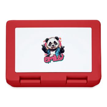 EMILY - Beau nom de fille avec Cool Panda - Boîte à goûter - rouge - Devant