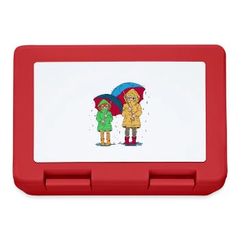 Girl, Sibling, Sister, Umbrella - Lunchbox - red - Front