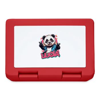 LUCIA - Beau nom de fille avec panda cool - Boîte à goûter - rouge - Devant