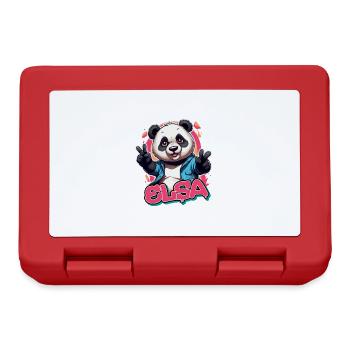 ELSA - Beautiful girl name with cool panda - Lunchbox - red - Front