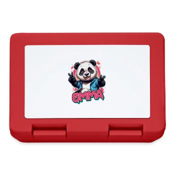 EMMA - Beautiful girl name with cool panda - Lunchbox - red - Front