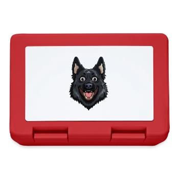 Schipperke | Cartoon Artwork - Brotdose - Rot - Vorne