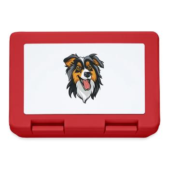Chien de berger Shetland (Sheltie) | Illustration de dessin animé - Boîte à goûter - rouge - Devant