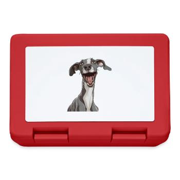 Whippet | Cartoon Artwork - Brotdose - Rot - Vorne