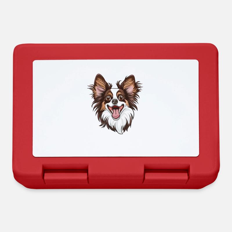 Épagneul nain Papillon | Illustration de dessin animé - Boîte à goûter - rouge