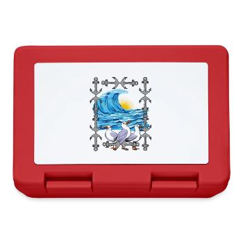 Seagulls, Seagull, Waves, Sea, Ocean, Coast - Lunchbox - red - Front