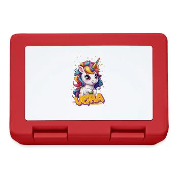 VERA - Beau prénom de fille avec une jolie licorne - Boîte à goûter - rouge - Devant