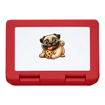 Pug with Cookie Candy Dessert - Lunchbox - red - Front