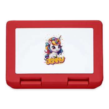 JENNY - Beautiful girl name with cute unicorn - Lunchbox - red - Front