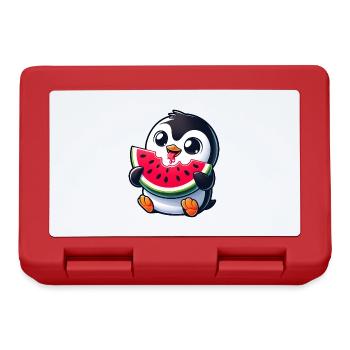 Penguin with Watermelon Cartoon - Lunchbox - red - Front