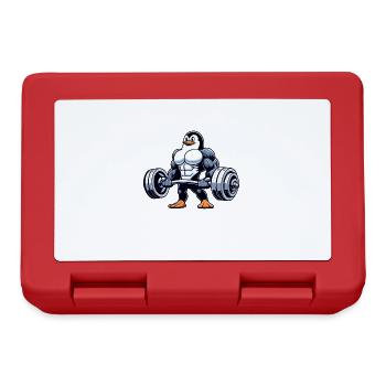 Pinguin Krafttraining mit Hantel - Brotdose - Rot - Vorne