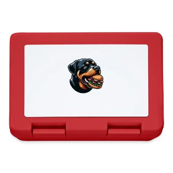 Dog Rottweiler Hamburger Cheeseburger Fast Food - Lunchbox - red - Front