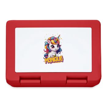 MONIQUE - Beau prénom de fille avec une jolie licorne - Boîte à goûter - rouge - Devant