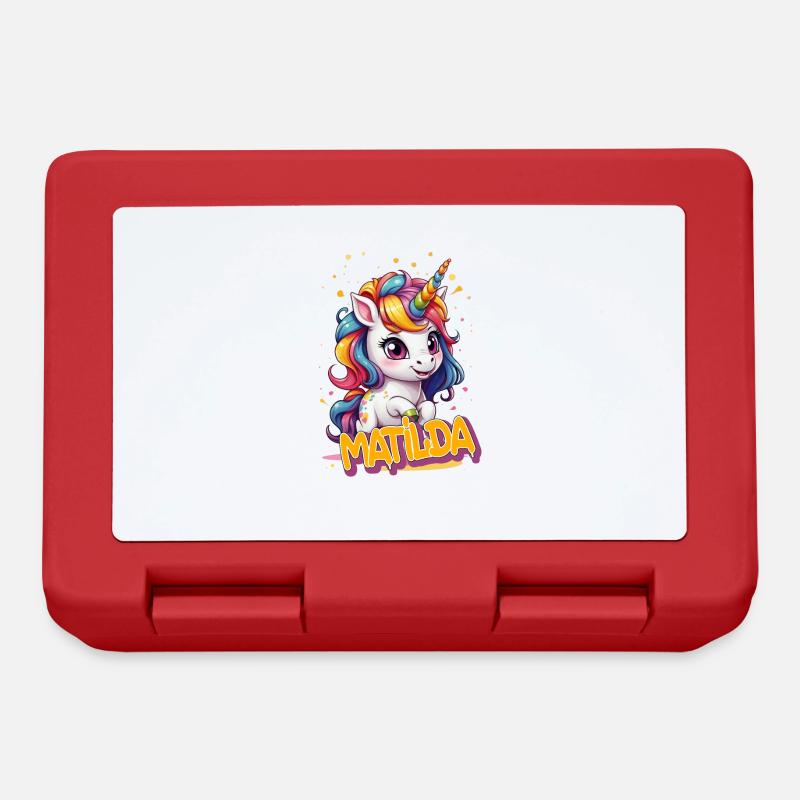 MATILDA - Schöner Mädchen Name mit süßem Einhorn - Brotdose - Rot
