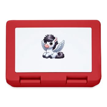 Cute Horse as Angel Cartoon - Lunchbox - red - Front