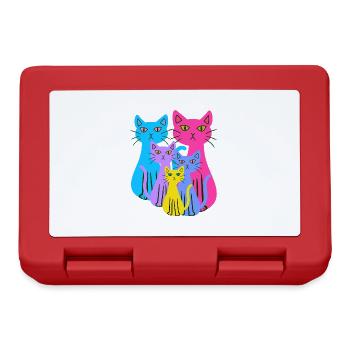 Chat Chats Chaton Famille Enfants Bébé Années 80 - Boîte à goûter - rouge - Devant