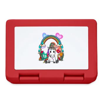 Schamanen Einhorn Pferd Regenbogen Hippie Kind - Brotdose - Rot - Vorne