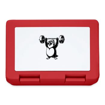 Penguin with dumbbell weightlifter workout fitness - Lunchbox - red - Front