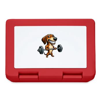 Funny Dachshund with Dumbbell Dog Workout - Lunchbox - red - Front