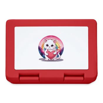 Cat Cats Kitten Rainbow Birthday Kids - Lunchbox - red - Front