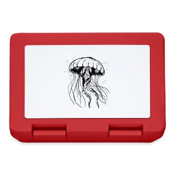 Black Jellyfish Motif - Jellyfish - Lunchbox - red - Front