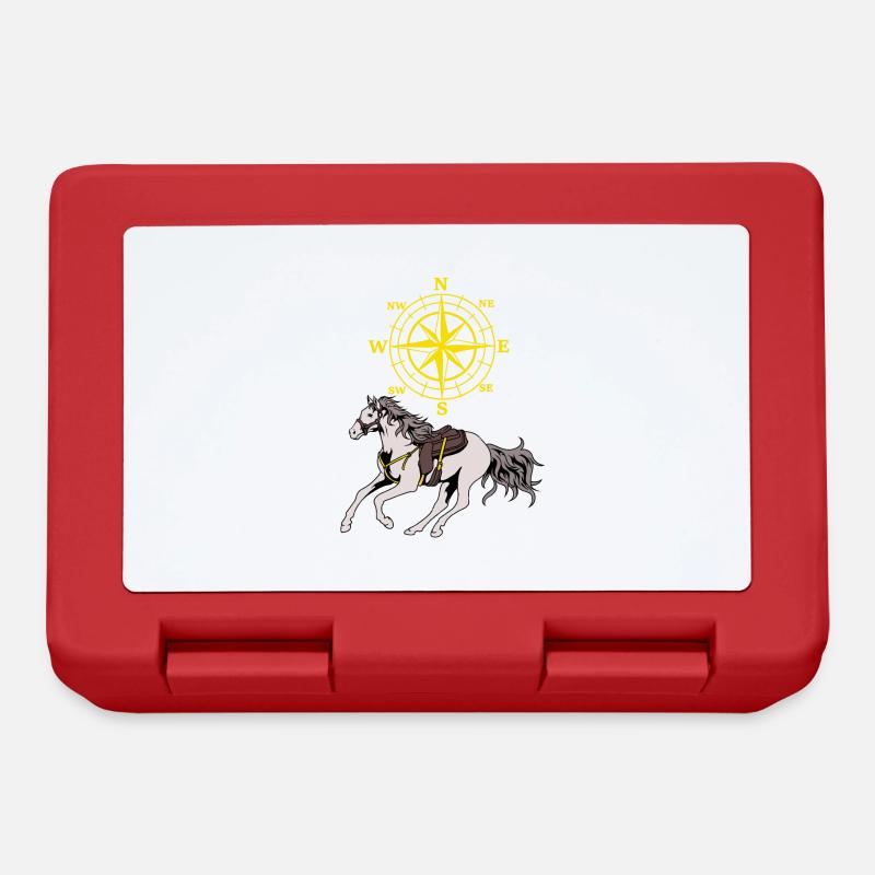 Boussole Cheval Cheval Aventure Rose des vents Équitation - Boîte à goûter - rouge