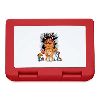 Nature Fleurs Papillons Lion Lions Enfants Enfant - Boîte à goûter - rouge - Devant