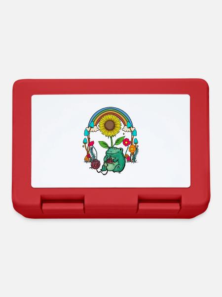 Sonnenblume Regenbogen Frosch Frösche Stricken - Brotdose - Rot