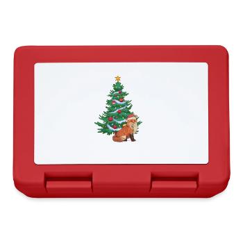 Weihnachten Christmas Weihnachtsbaum Fuchs Santa - Brotdose - Rot - Vorne