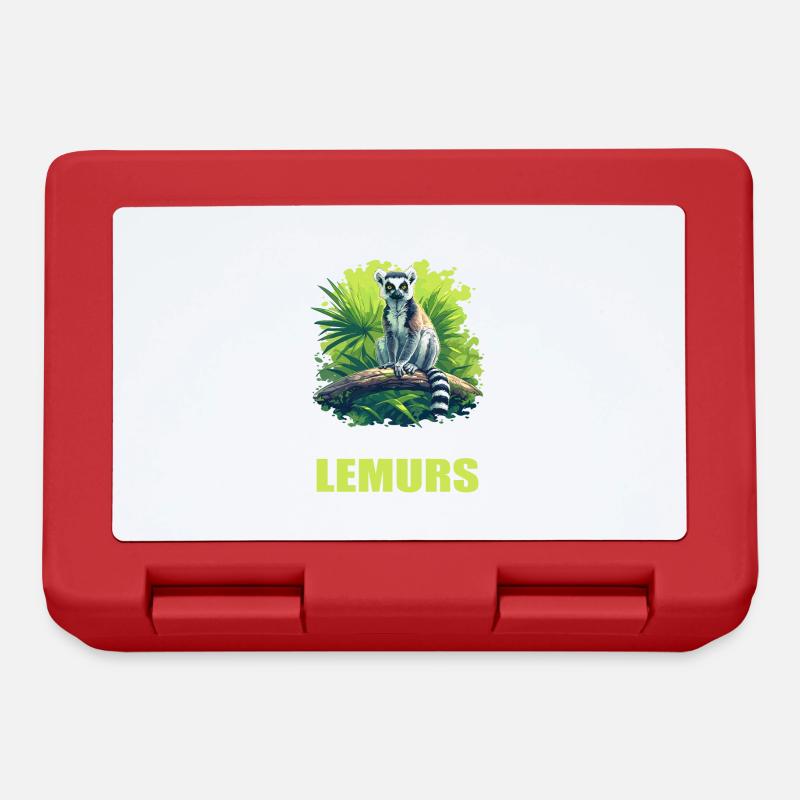 Lemuren Lemurs Lemur - Brotdose - Rot