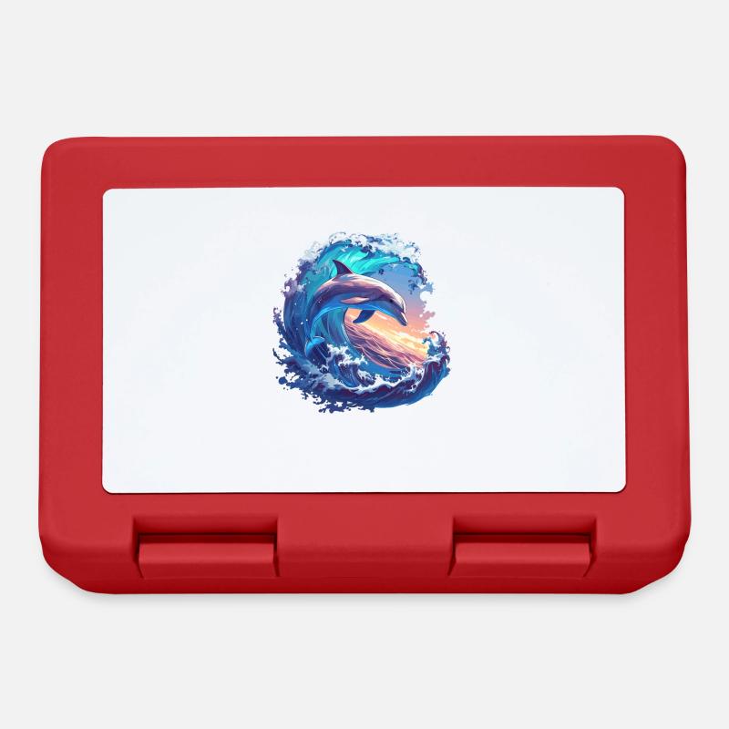 Dolphin Delfine Delfin - Brotdose - Rot