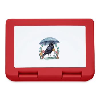 oiseau corbeau parapluie météo nature corbeau - Boîte à goûter - rouge - Devant