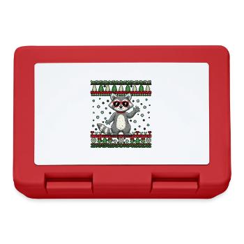 Retro Waschbär Rock Musik Waschbär ugly Weihnachts - Brotdose - Rot - Vorne