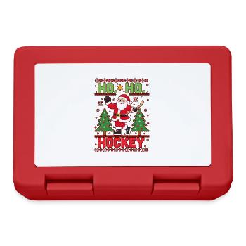 Ho Ho Hockey – Weihnachtsgeschenk - Brotdose - Rot - Vorne