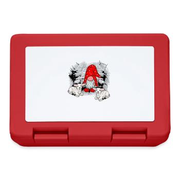 Weihnachtsmann Wichtel Zwerg Schafe Nikolaus - Brotdose - Rot - Vorne
