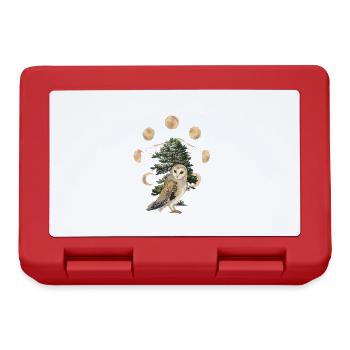 Owl Owls Moon Phase Moon Full Moon - Lunchbox - red - Front