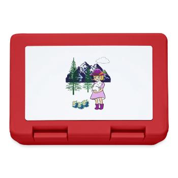 Girl Bunny Rabbit Mountains Nature Kids Child - Lunchbox - red - Front