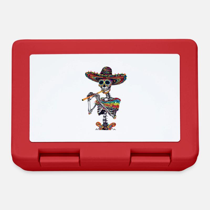 Flûte Squelette Mexicain - Boîte à goûter - rouge