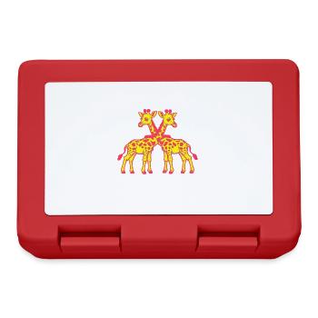 Giraffe Giraffen Zoo Zootiere Kinder Kind Safari - Brotdose - Rot - Vorne