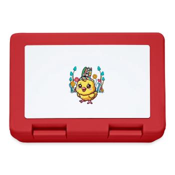 Hippie Huhn Küken Hippies Kinder Kind Ostern - Brotdose - Rot - Vorne