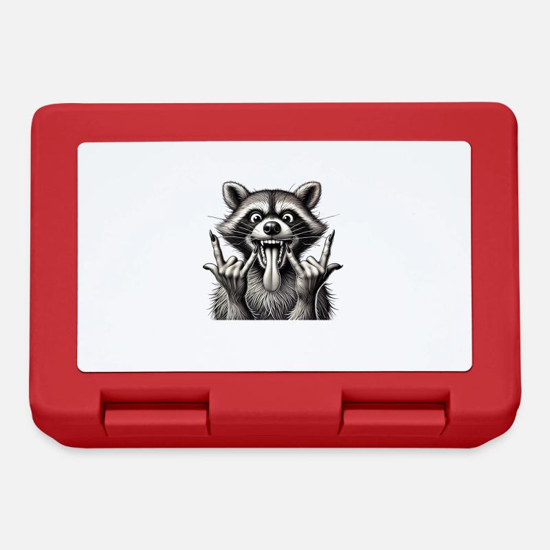 Rock 'n' Roll Waschbär Metall Kunst Design - Brotdose - Rot