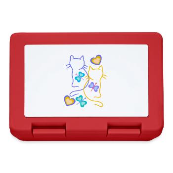 Chats, Chat, Printemps, Papillons, Enfants, Enfant - Boîte à goûter - rouge - Devant