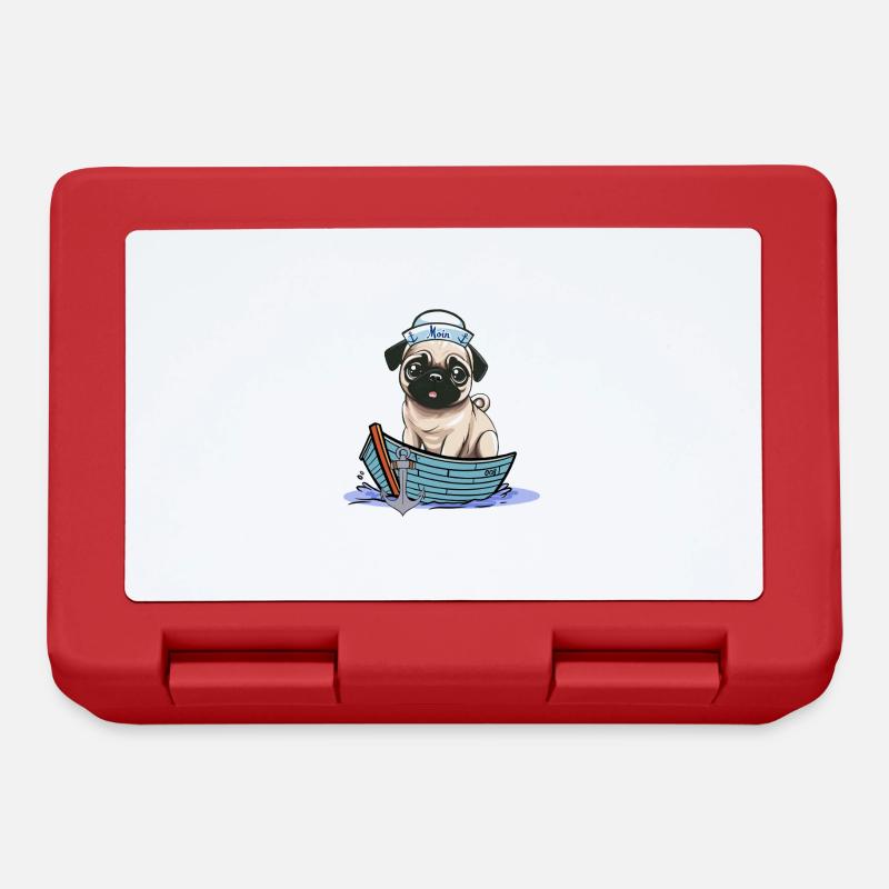 maritime, marin, carlin, chien, marin, bateau - Boîte à goûter - rouge