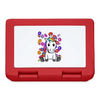 Rétro Licorne Fleurs Été Enfant Enfants Cheval - Boîte à goûter - rouge - Devant