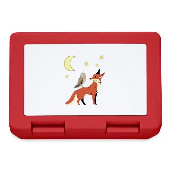 Eule Fuchs Guten Nacht Kinder Kind Baby - Brotdose - Rot - Vorne