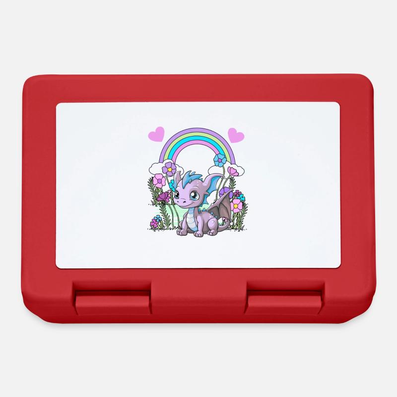 Drache Drachen Kinder Kind Regenbogen - Brotdose - Rot